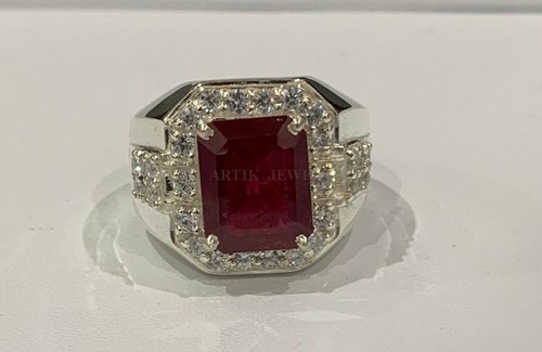 Heizbar Rot Rubin Edelstein Mit 925 Sterlingsilber Ring für Herren #1487 - Bild 5 von 7