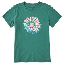 Life is Good Women Short Sleeve Crusher Lite Tie Dye Daisy Tee Shirt 89389