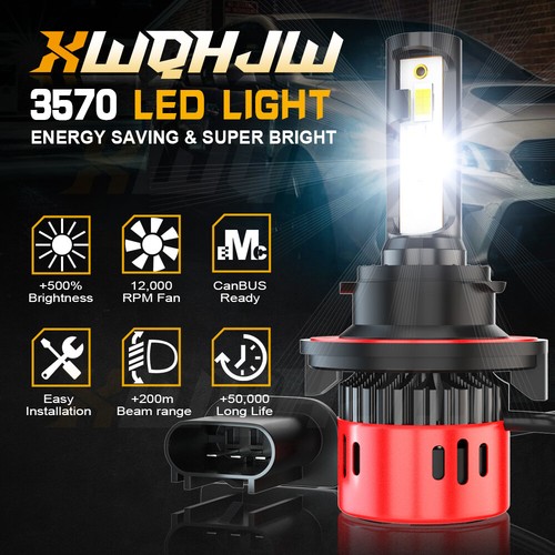 H13 9008 LED Headlight Super Bright Bulbs White 10000LM High Low Beam set - Picture 6 of 12