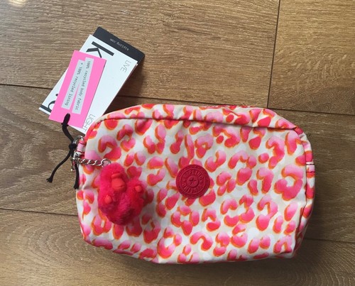 Kipling Gleam Latin Cheetah Medium Pouch Make Up Bag Carrier Handbag Tidy New