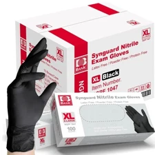 Basic Medical BLACK Nitrile Exam Gloves, 4 Mil,- Latex-Free & Powder-Free XL