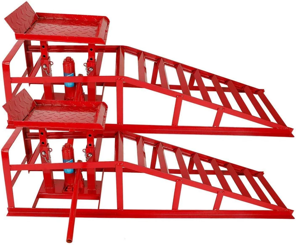 2 Pack Hydraulic Car Ramps 5T 11000lbs Low Profile Car Lift Service Ramps Truck - Image 2 of 4