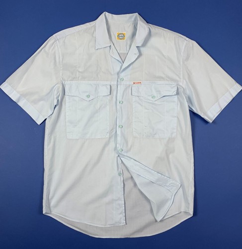 Wampum camicia shirts uomo usato M azzurra vintage leggera manica corta T8487 - Foto 4 di 9