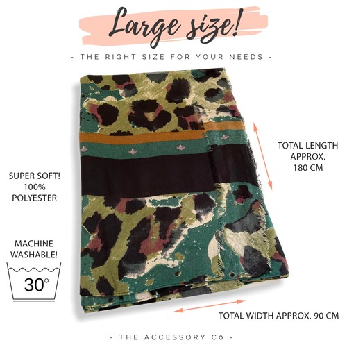 Ladies Leopard Print Scarf Animal Scarf Large Long Wrap Shawl Fashion Cotton Big - Picture 320 of 557
