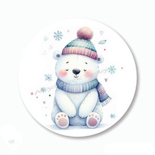 Polar Bear in Scarf Christmas Party Favors Scrapbook Stickers Envelope Seals