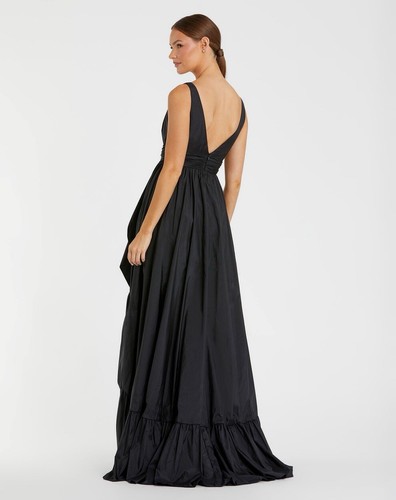 Mac Duggal Size 14 Black Taffeta High Low Ruffle Gown Dress Cocktail Formal Prom - Picture 3 of 10