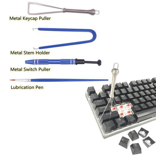 1Set Keyboard Cleaning Tool Keycap Puller Stem Holder Lube Brush w/Storage Bag - Afbeelding 4 van 14