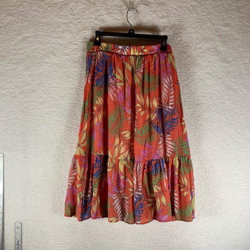 Mlle Gabrielle Womens Tropical Print Hawaiian Button Front Midi Skirt Size L - Picture 8 of 10
