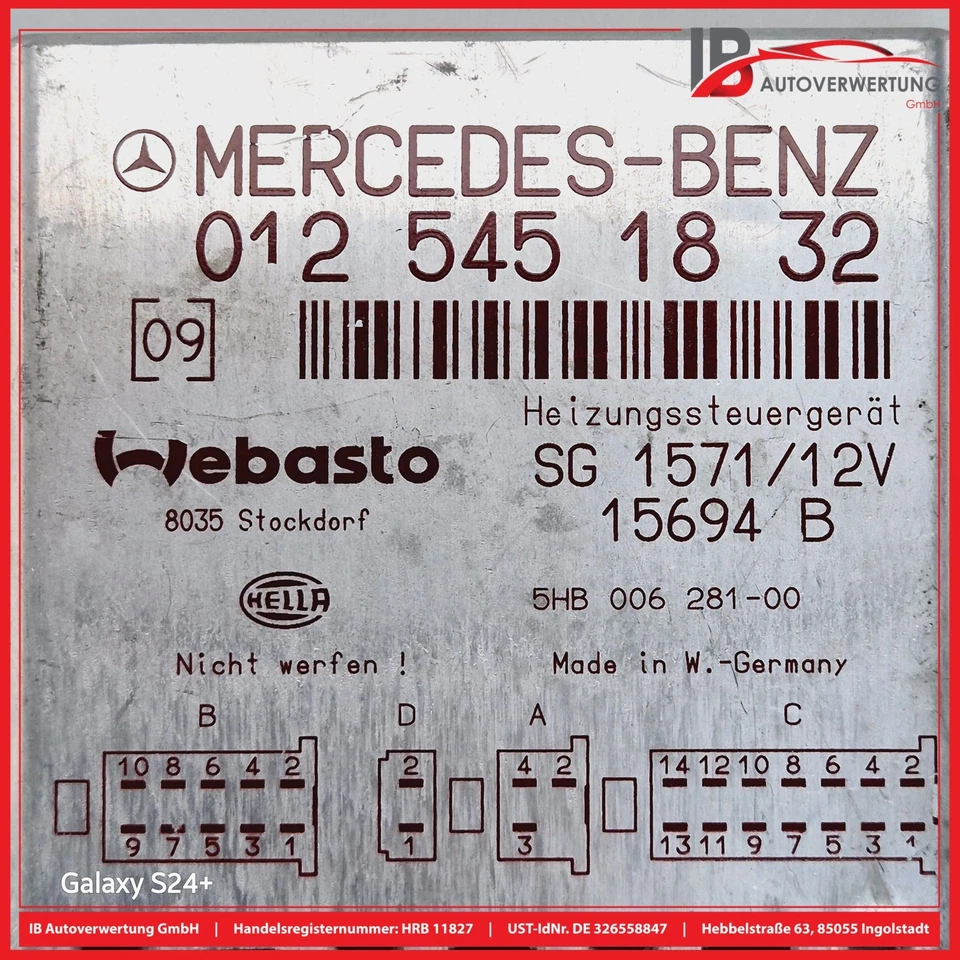 MERCEDES-BENZ S-KLASSE W140 Steuergerät Standheizung 0125451832 WEBASTO HELLA - Bild 4 von 4