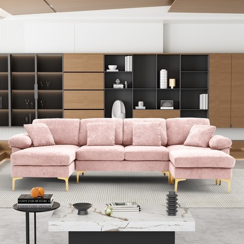 Modern Velvet Oversized U-Shaped Sectional Sofa Couch Convertible L Shaped Sofa - Picture 9 of 40