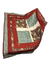 Handmade Christmas Quilt Lap Blanket Throw 40” X 44” Poinsettias