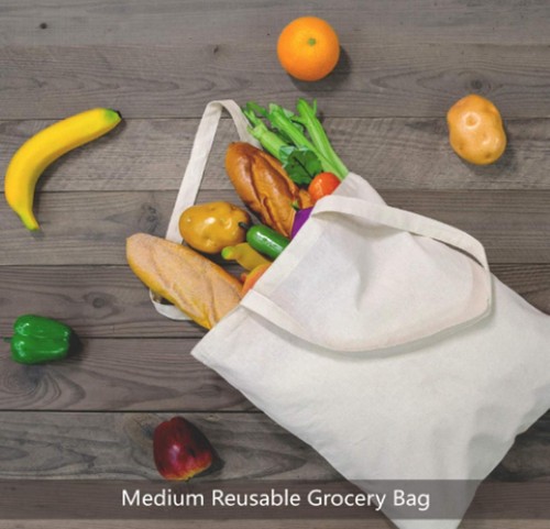 Medium Reusable Cotton Canvas Tote Bag - Picture 3 of 6