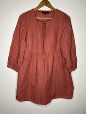 Banana Republic Women's Medium Terracotta Rust Tie-Neck Artsy Boho Dress