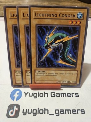 Yu-Gi-Oh Lightning Conger  X3 LON Unlimited Common Light Played 