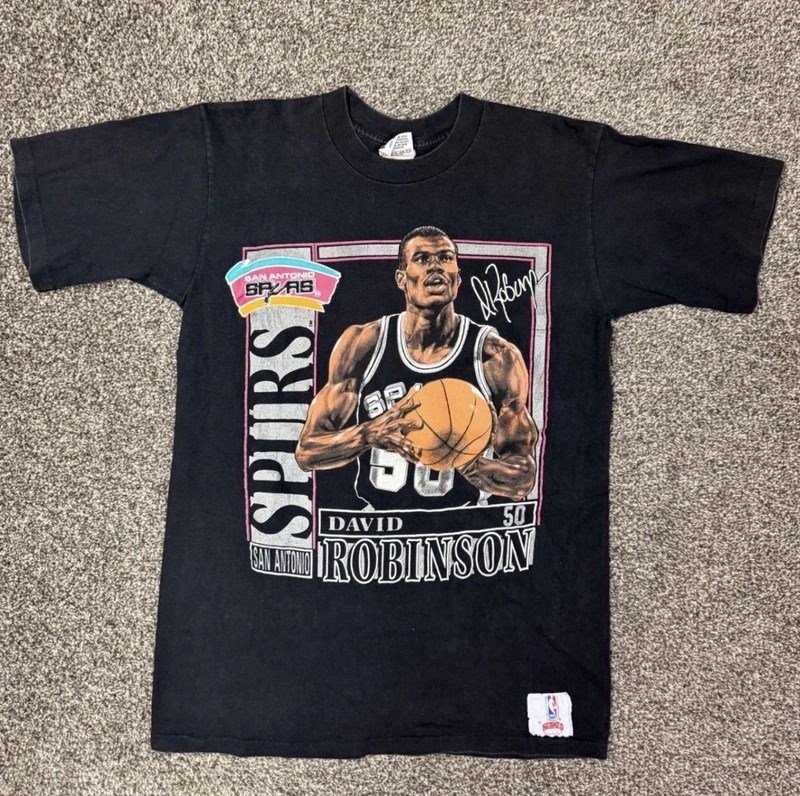 Vintage David Robinson San Antonio Spurs Nutmeg Shirt Mens Large Black 90s NBA