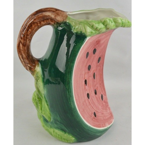 Ceramic Pitcher Jar Watermelon Slice Shape Made In Italy Hand Painted Majolica - Picture 1 of 12