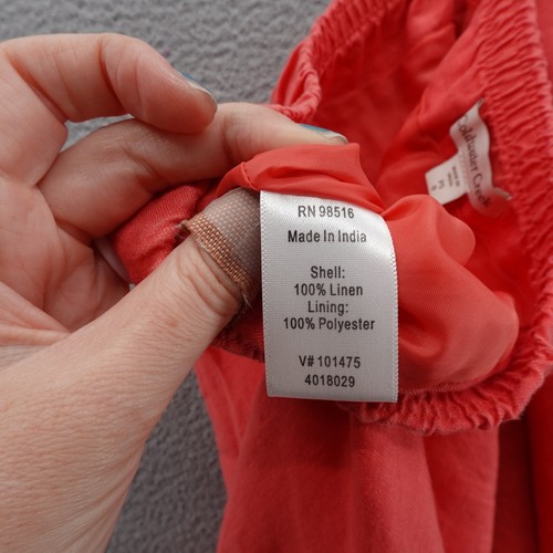 Coldwater Creek Linen Skirt Coral Pull On 8 Petite Womens Lined Fringe Hem - Picture 11 of 12