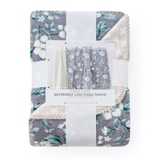 Casual Living Reversible Luxe Plush Throw Blanket, Soft, Warm, 50" x 70", Gray
