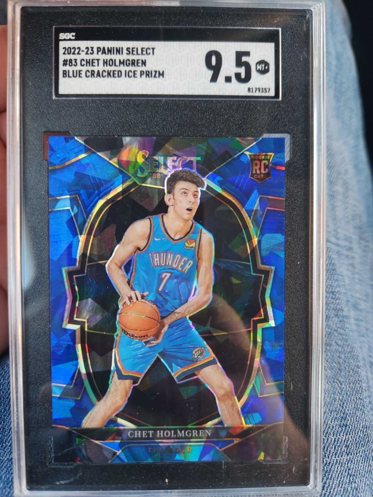 2022-23 Panini Select Chet Holmgren Blue Prizm Rookie #83 Thunder RC SGC 9.5 MT!