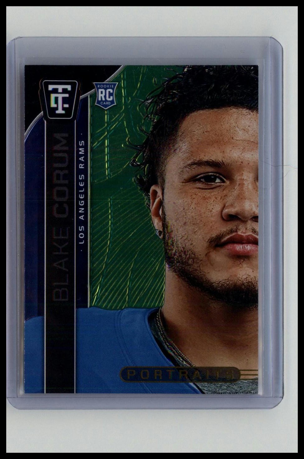 2024 Panini Totally Certified #21 Blake Corum Portraits Mirror Neon Green #/299