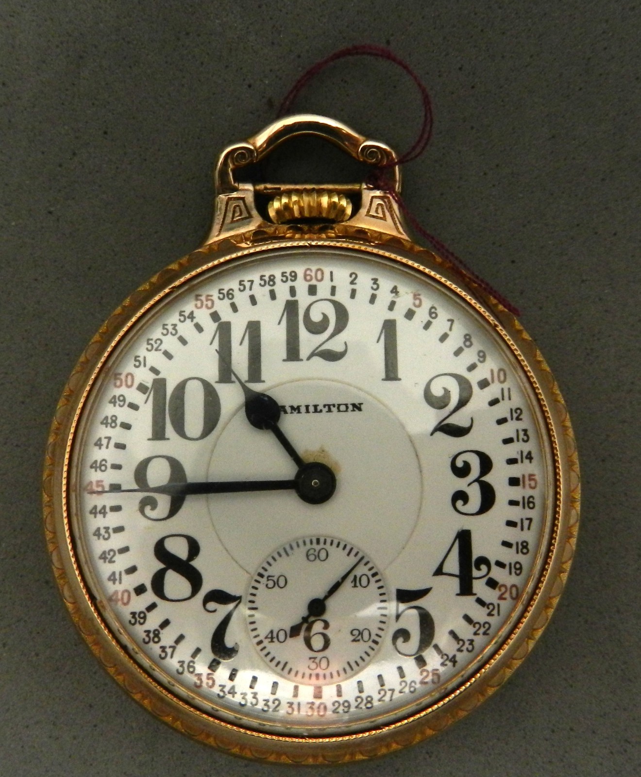 1928 HAMILTON #992 RR GRADE POCKET WATCH 21J, 10kgf, 16S MONTGOMERY DIAL , RUNS!