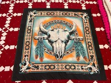 VTG Wamcraft Bandana 1990s 50/50 Made In The USA Southwestern Longhorn Skull