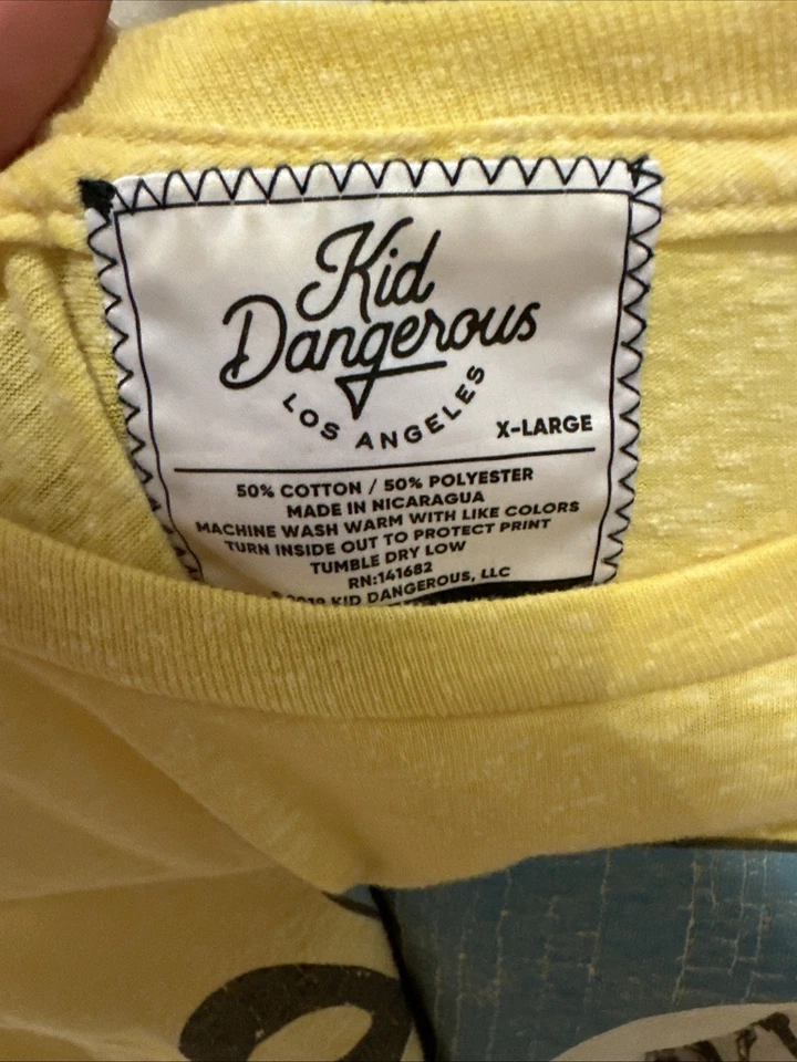 Camiseta Big Bend Texas Niño Peligrosa Los Ángeles Amarilla Talla XL Foto 4 de 4