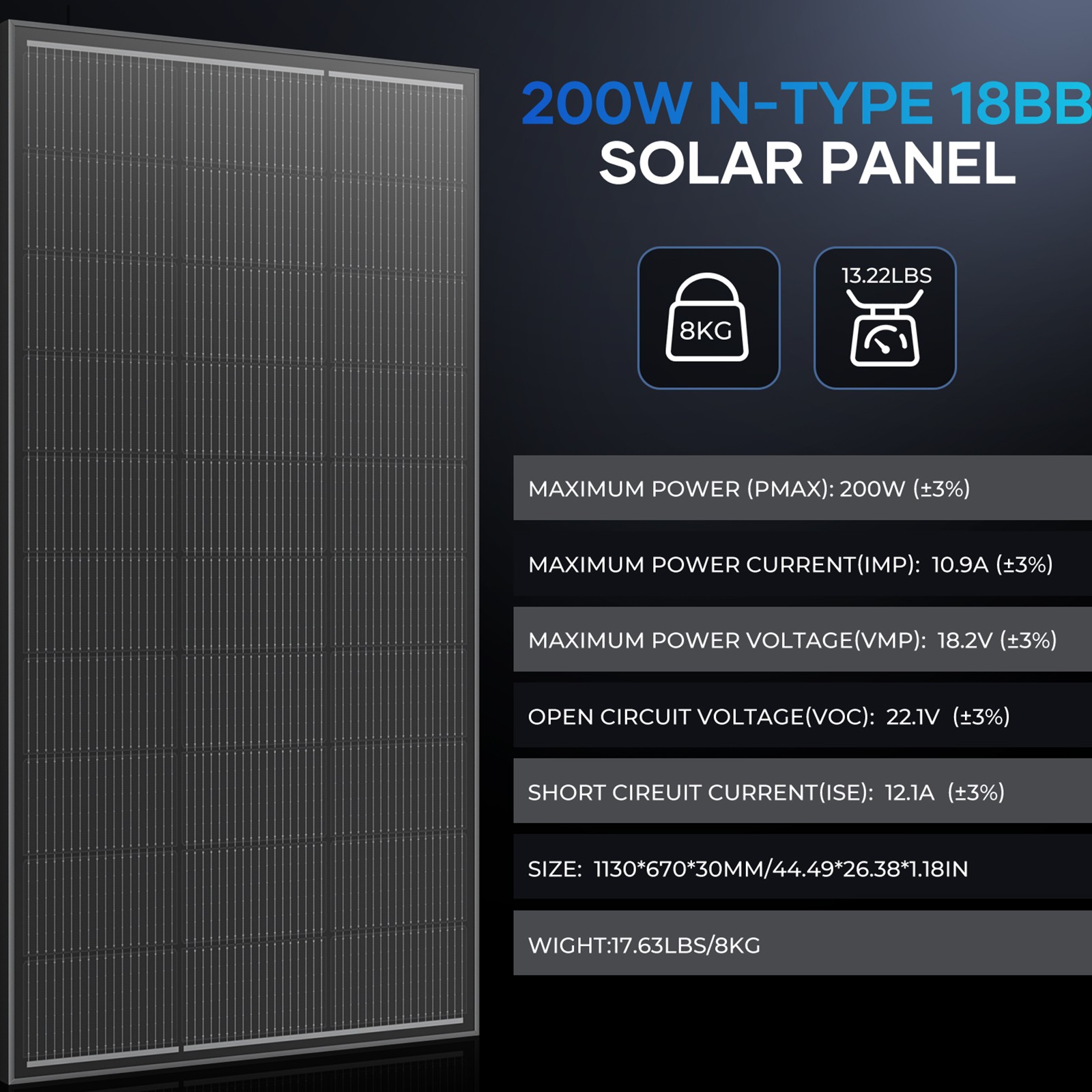 200W 400W 800W 1000W Mono Solar Panel 12V Off-Grid Camping Battery Home RV