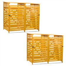 2X DOUBLE WHEELIE BIN STORAGE STORE FOR 4 BINS RECYCLING HIDEAWAY OUTDOOR GARDEN