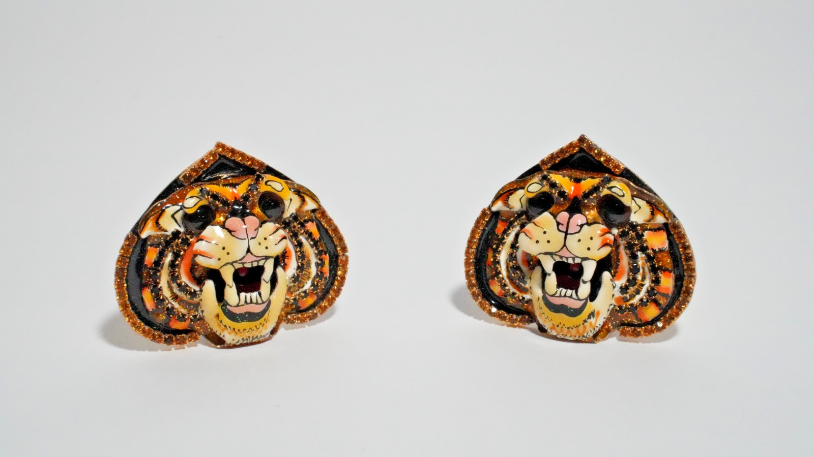 Lunch at the Ritz Vintage Tiger Clip-On Earrings – Bold Statement Jewelry