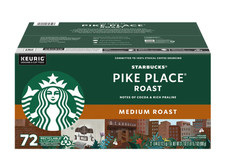 Starbucks Pike Place Roast K-Cup Pods 72 Count Medium Roast Coffee Keurig Pods
