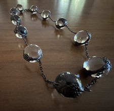 Vintage Pools of Light Rock Crystal and Sterling Silver Ornate Orb Necklace 17