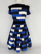 Prada Blue Color Block Print Short Sleeve Knee Length Dress Women’s Size 40/4