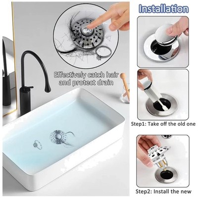 Universal Bathroom Sink Stopper with Hair Catcher