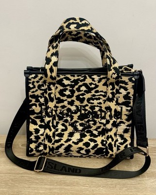 River Island black brown leopard print shopper shoulder tote bag UK