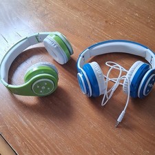 2x On-Ear Headband Wired Stereo Headphones 3.5mm Jack Blue/Green/White
