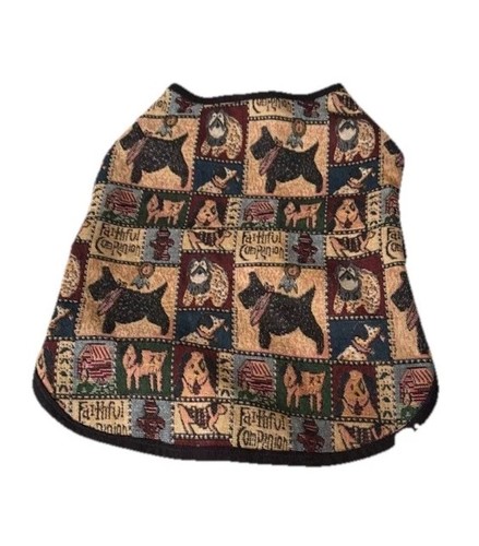Vintage Tapestry “Faithful Companion” Dog Size Medium Coat w/Adhesive closures