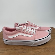 New Big Kids Vans Old Skool Powder Pink True White Canvas Sneakers Size 4 Y NWOB