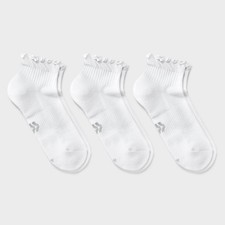 Women's Cushioned Ruffle 3pk Ankle Socks - All In Motion White 4-10 Arch Support
