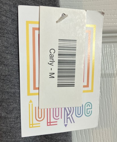 Lularoe Carly Gray W/Purple Pocket Short Sleeved Dress High Low Hem Size M NWT - Picture 4 of 5