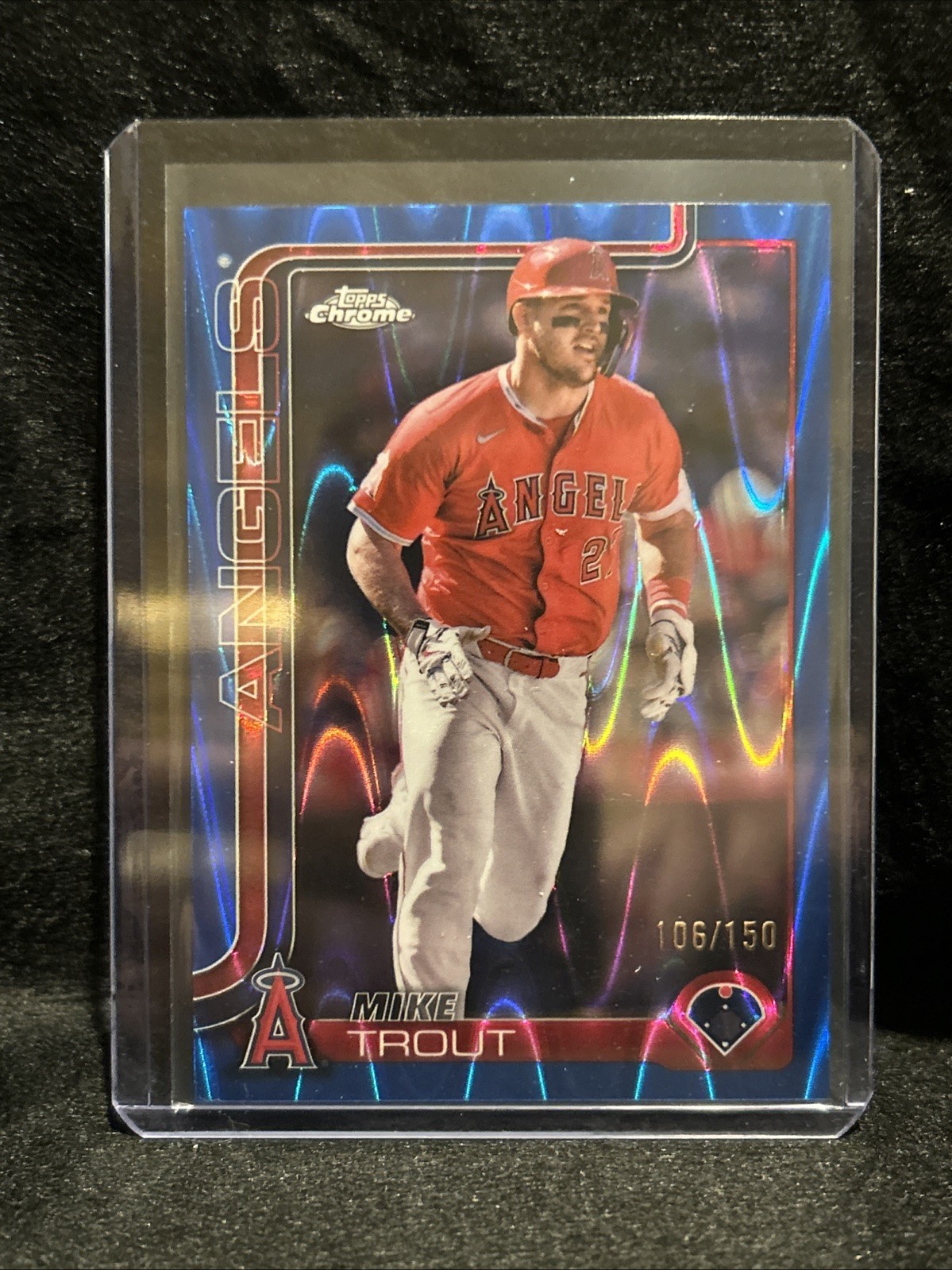 2025 Topps Chrome - Mike Trout #100 Blue Raywave Refractor /150 Anaheim Angels
