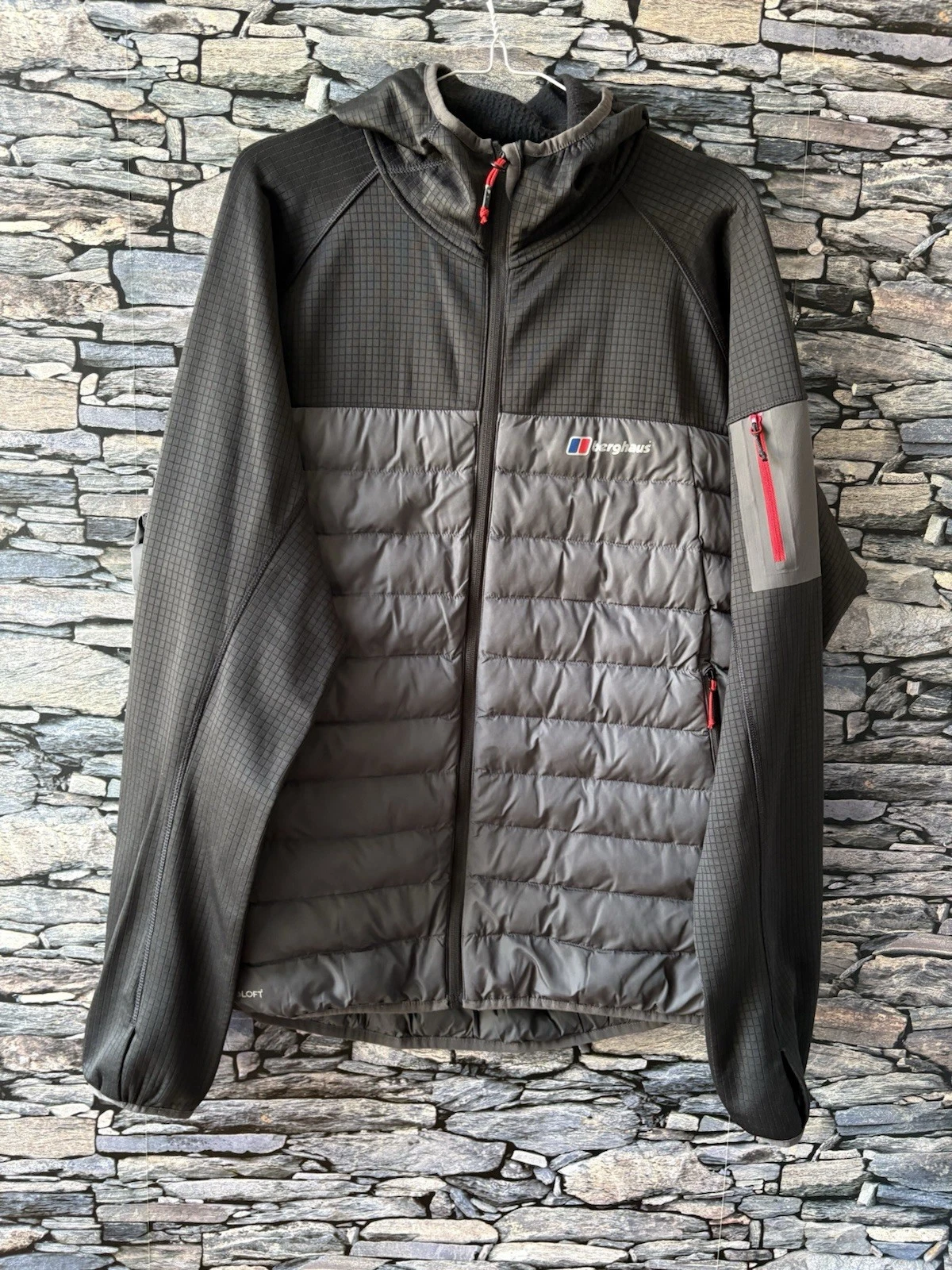 Berghaus Men's Sidley Hybrid Jacket Black/​Grey Size Large Thumbholes Hydroloft