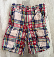 EEUC Mini Boden Boys Plaid Adjustable Waist Cargo Shorts  5 YRS
