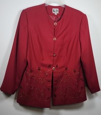 KB Woman's Red Long Sleeve Embellished Size 18 Jacket & Skirt Set