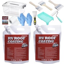 RV Roof Coating Sealant 1 Gallon White Acrylic Waterproof Self-Leveling Kit