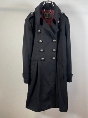 Barbour Long Trench Coat Vintage Wool Cashmere Black S  Made in Bulgaria