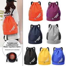 Drawstring Backpack Zippered Pocket Sport Gym Waterproof Pack Bag