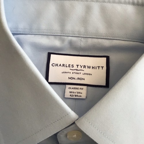 NWOT Charles Tyrwhitt Dress Shirt Classic Fit L/S 16.5/33in 42/84cm Light Blue - Picture 4 of 12