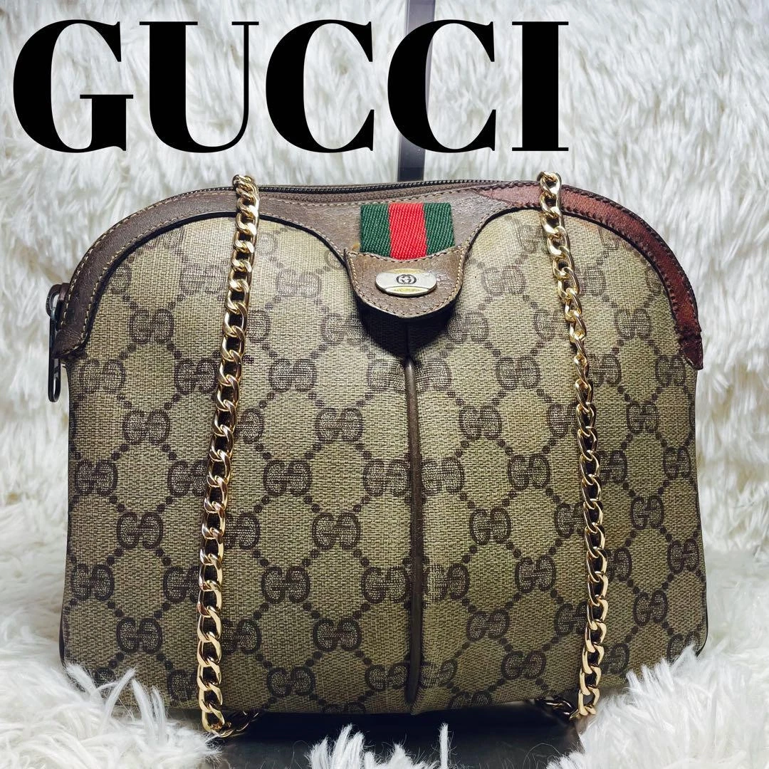 Sac à bandoulière Gucci GG All over Pattern Sherry Line logo cuir marron beige ll