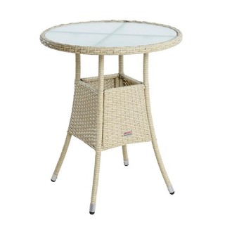 B Ware Beistelltisch Tisch Polyrattan Gartentisch Rattan Balkontisch Beige Rund